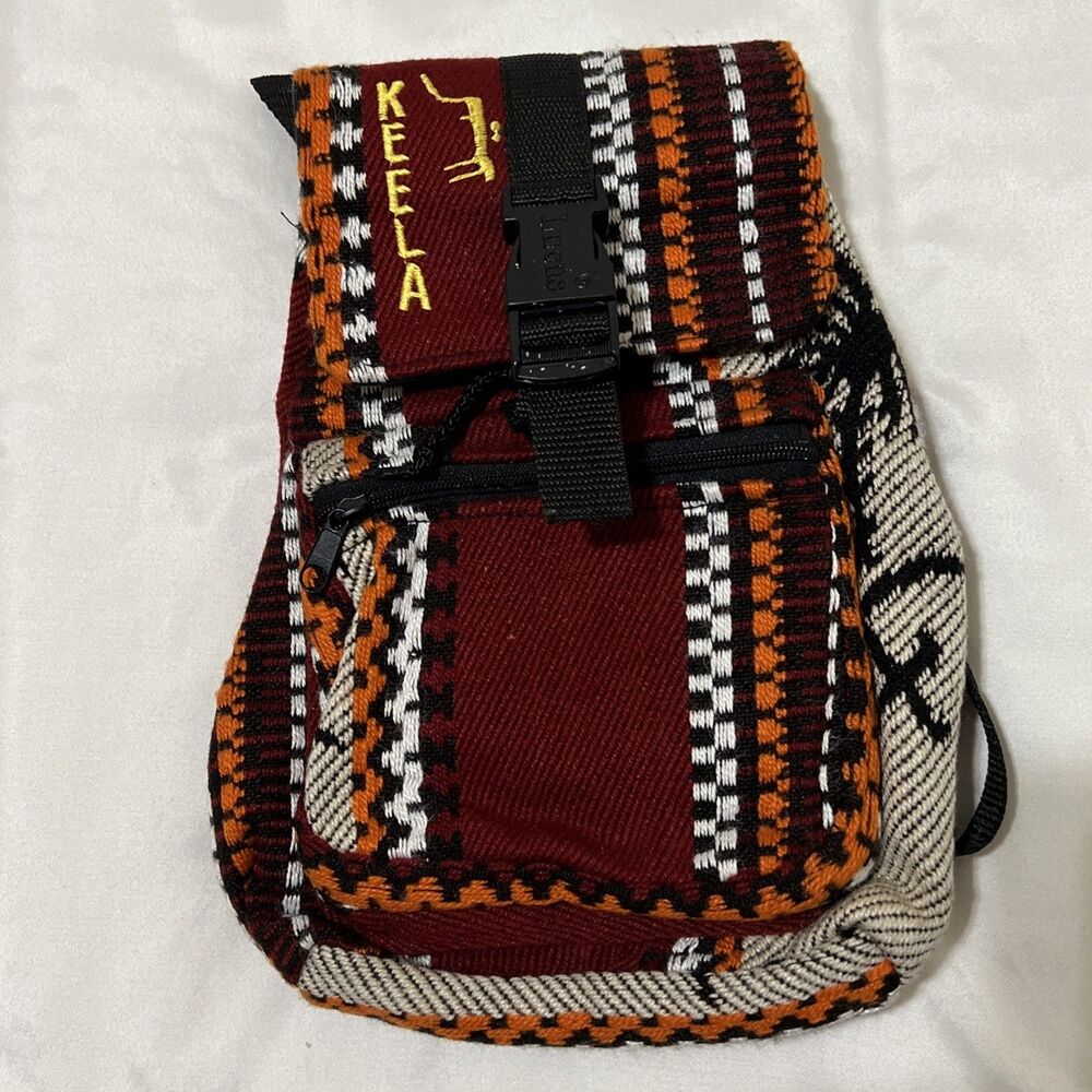 LUCAS Southwest Blanket Small Backpack Woven Red Orange Embroidered KEELA